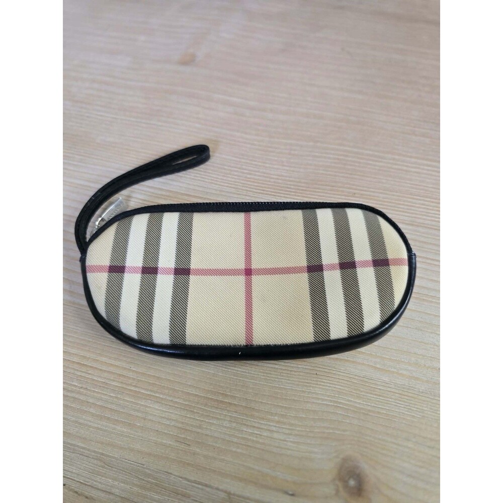 Burberry Plaid Coated Canvas Wristlet Pouch/ sunglass holder